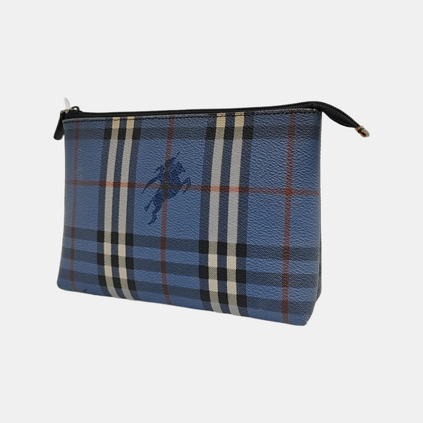 Coated Canvas Clutch Blue