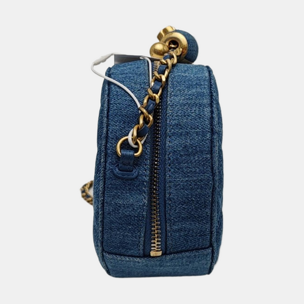 ROUND Quilted Grained Calfskin Blue
