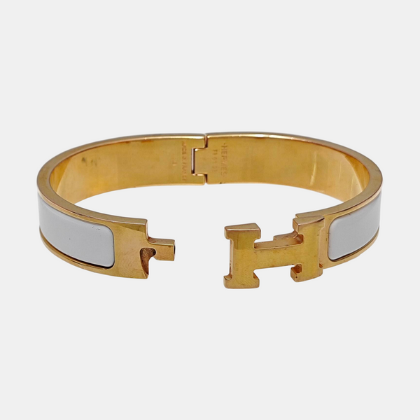 Clic H Metal White Bangle