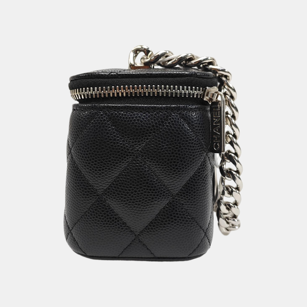 Quilted Grained Calfskin Shoulder Bag Black