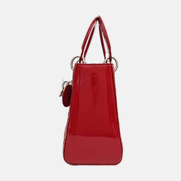 Lady Dior Medium Cannage Patent Leather Red