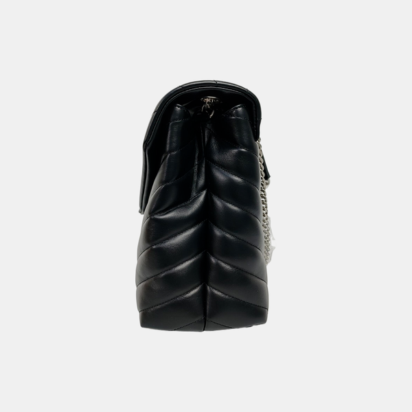 LOULOU Medium Chevron Calfskin Black