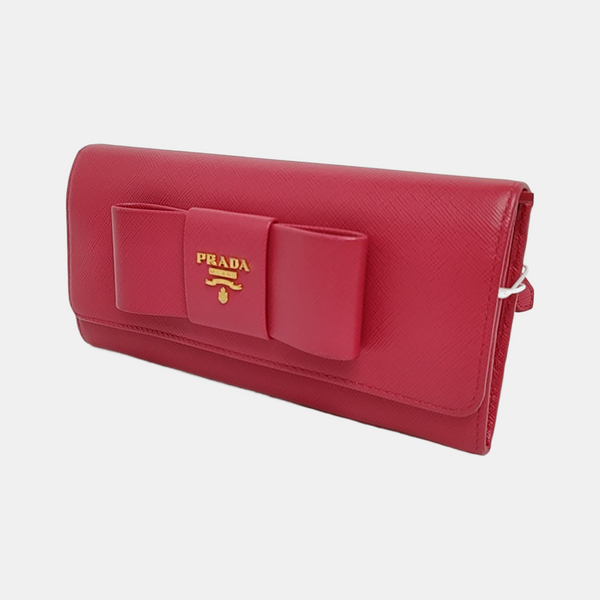 Fiocco Bow Calfskin Pink Wallet