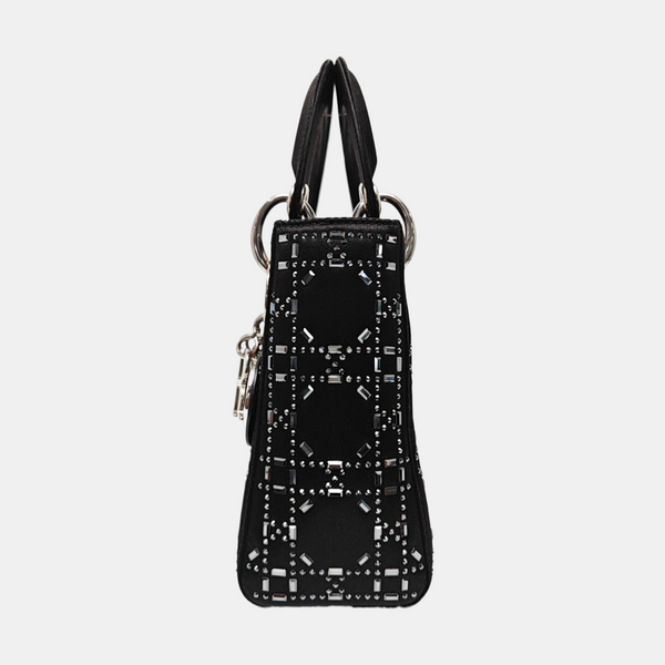 Lady Dior Mini Cannage Silk Satin Black