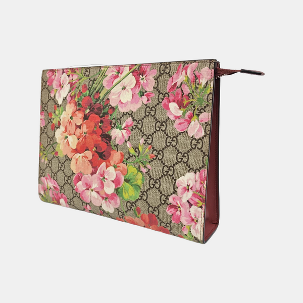 GG Blooms Large Monogram Coated Canvas Beige