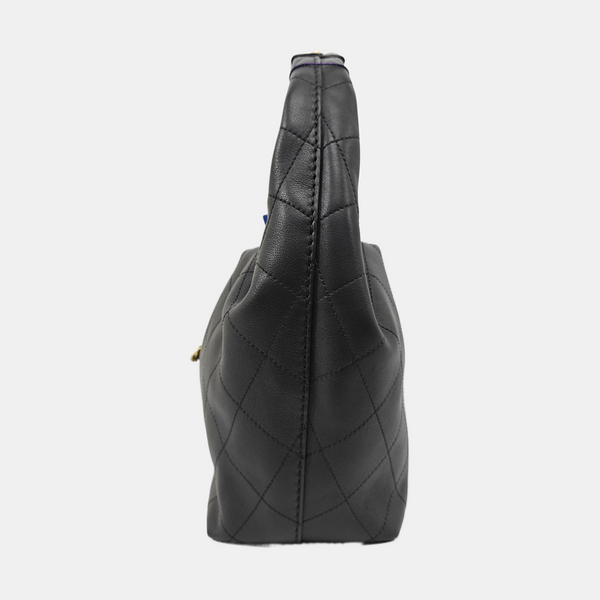 Quilted Calfskin Top Handle Bag Black