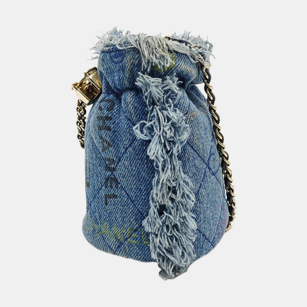 DRAWSTRING Quilted Denim Blue