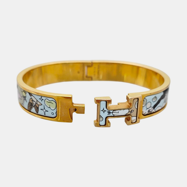 Authenticated pre-owned Clic H Gold Tone Metal Gold Plated Enamel Gold Bracelet - Bracelet at Looply