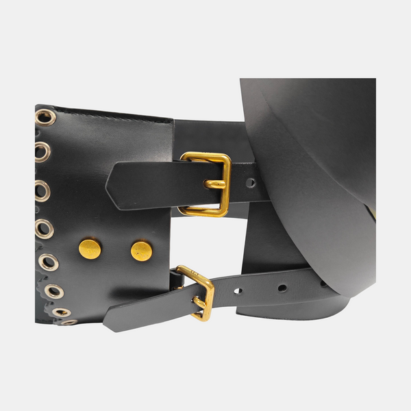 Leather Waist Cincher Black
