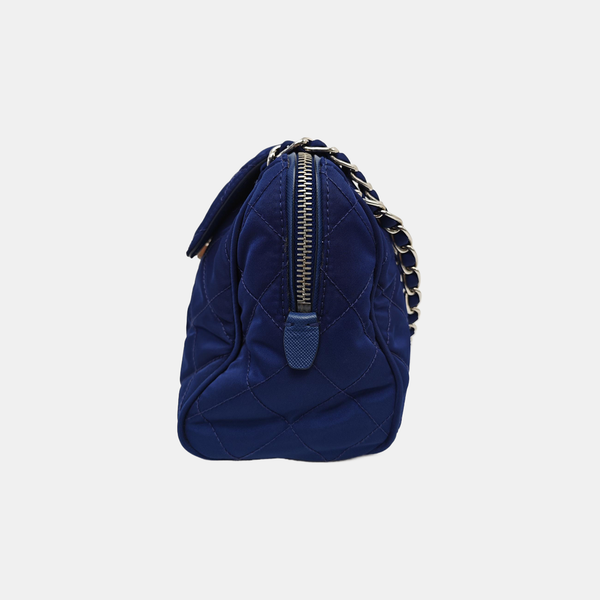Quilted Nylon Shoulder Bag Blue
