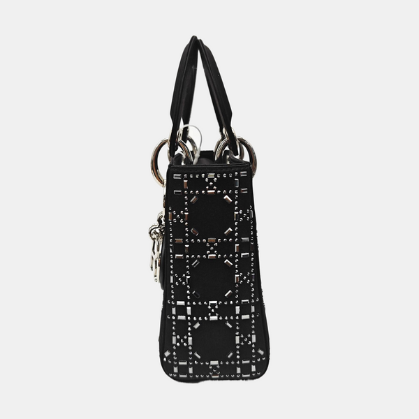 Lady Dior Mini Cannage Silk Satin Black