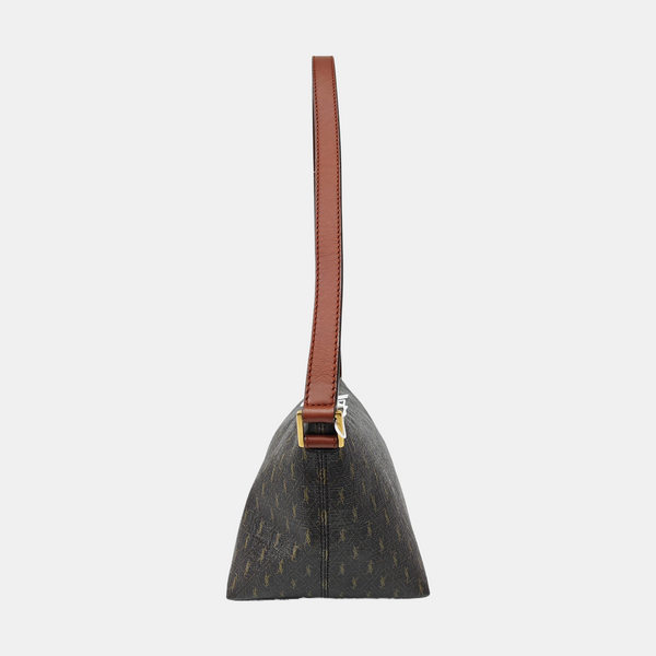 Coated Canvas Shoulder Bag Brown