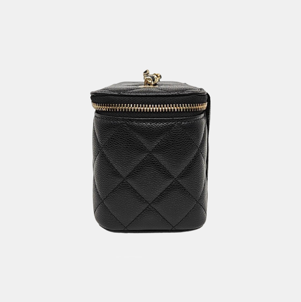 VANITY CASE Medium Quilted Grained Calfskin Black