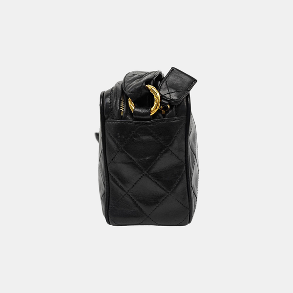 Quilted Lambskin Shoulder Bag Black