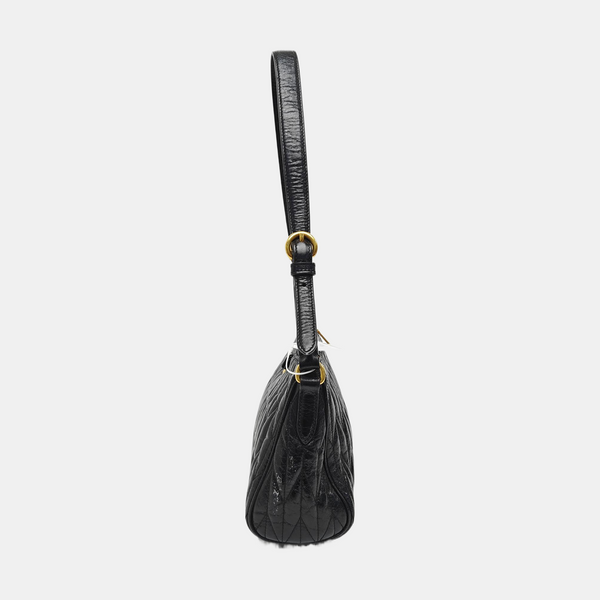 Quilted Lambskin Top Handle Bag Black