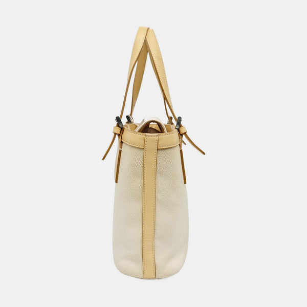 Canvas Top Handle Bag White
