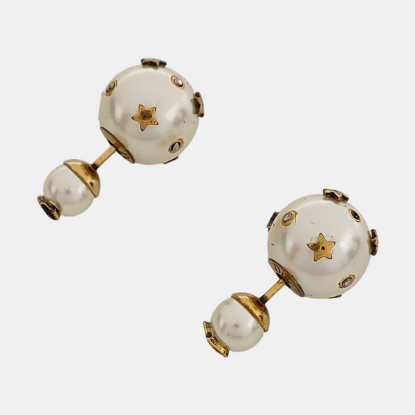 Dior Tribales Metal White Stud Earrings