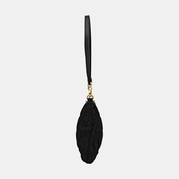 Quilted Nylon Top Handle Bag Black