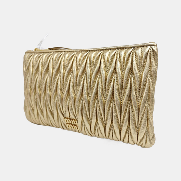 Quilted Lambskin Clutch Gold