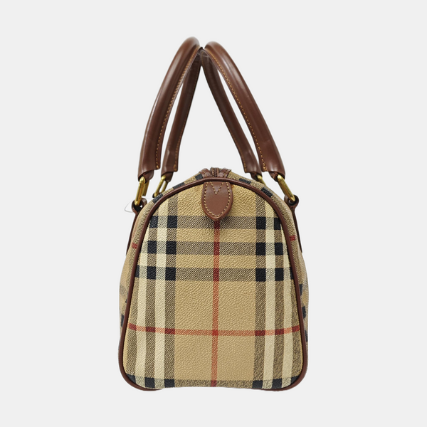 Coated Canvas Top Handle Bag Beige
