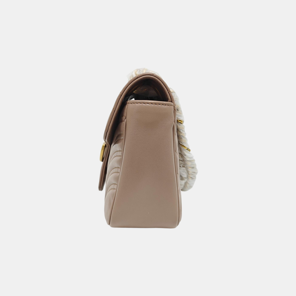 GG Marmont Medium Quilted Calfskin Gray