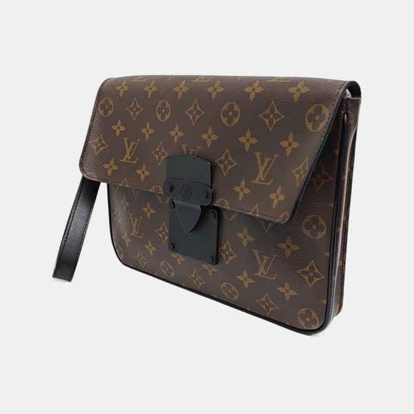S LOCK Monogram Coated Canvas Brown