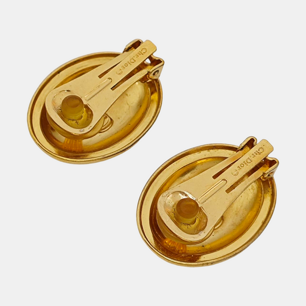 Petit CD Metal Gold Clip On Earrings