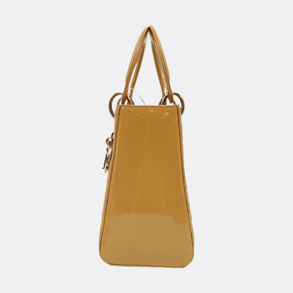 Lady Dior Medium Cannage Patent Leather Yellow