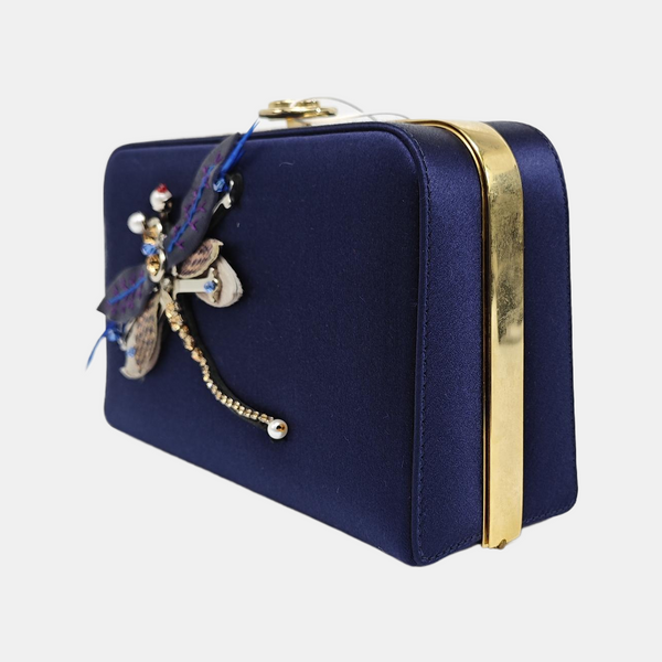 Silk Satin Clutch Blue