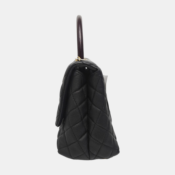 COCO HANDLE Medium Quilted Grained Calfskin Black
