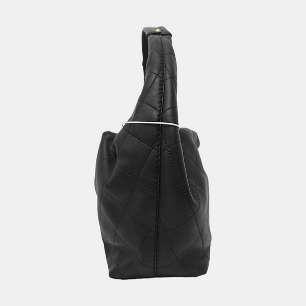 Quilted Calfskin Top Handle Bag Black