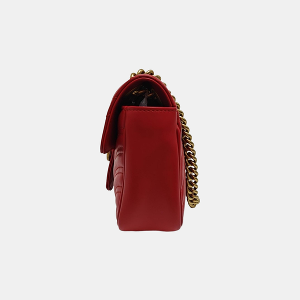GG Marmont Small Quilted Calfskin Red