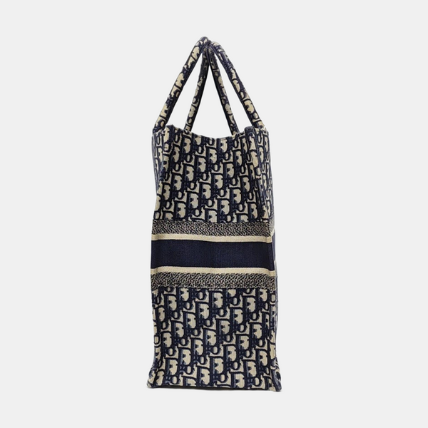 Book Tote Large Oblique Canvas Beige