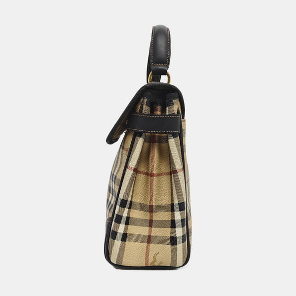 Coated Canvas Top Handle Bag Beige