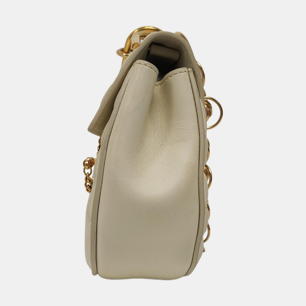 Drew Mini Quilted Calfskin White