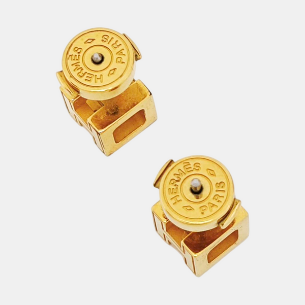 Cage D'h Metal Gold Stud Earrings