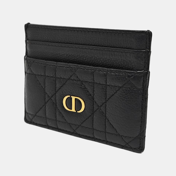 Dior Caro Cannage Calfskin Black Card Holder