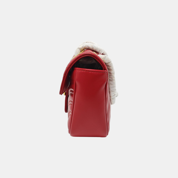 GG Marmont Pequeño Piel Acolchada Roja
