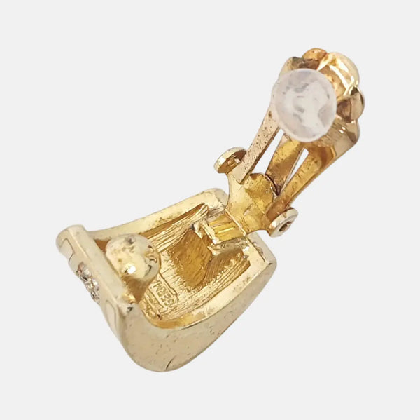 Twist Round Metal Gold Clip On Earrings