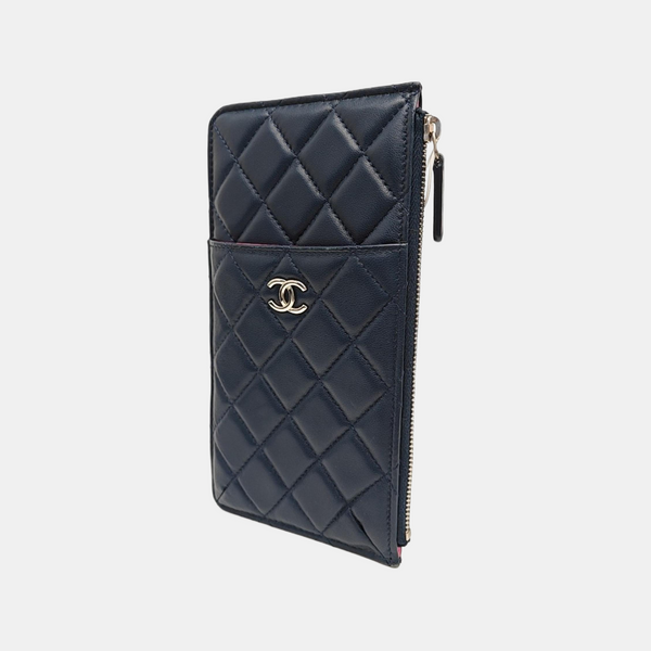 Quilted Lambskin Wallet Blue