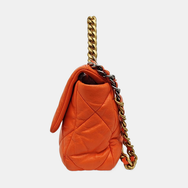 CHANEL 19 Small Quilted Lambskin Orange