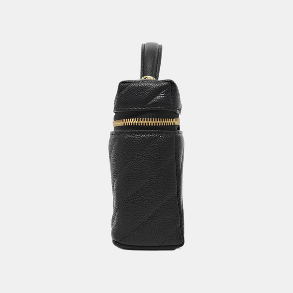 Quilted Grained Calfskin Shoulder Bag Black
