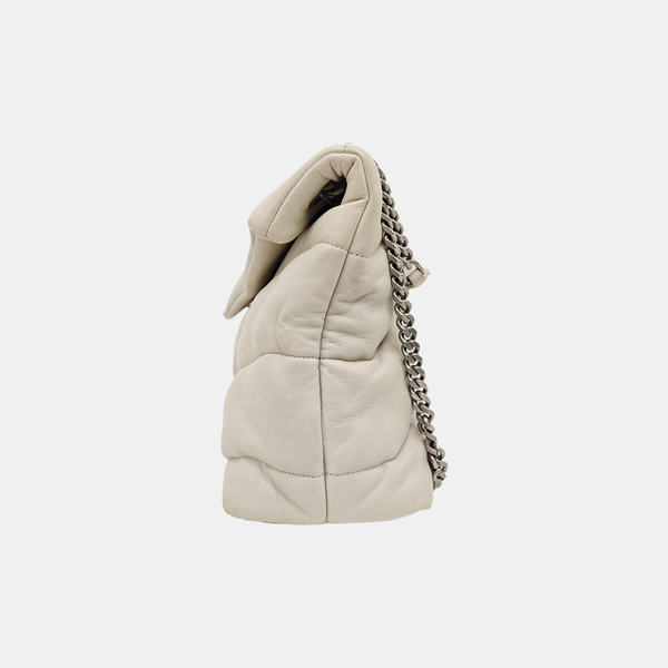 PUFFER Medium Quilted Lambskin White