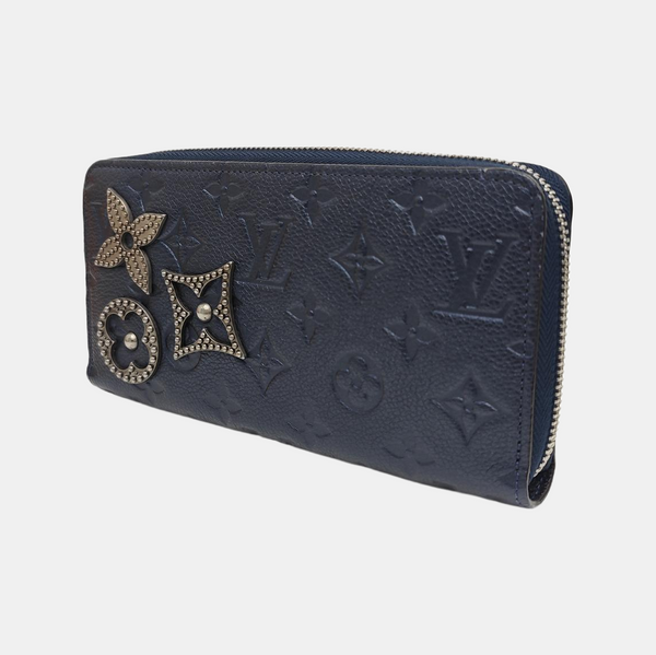 ZIPPY Monogram Calfskin Blue Wallet