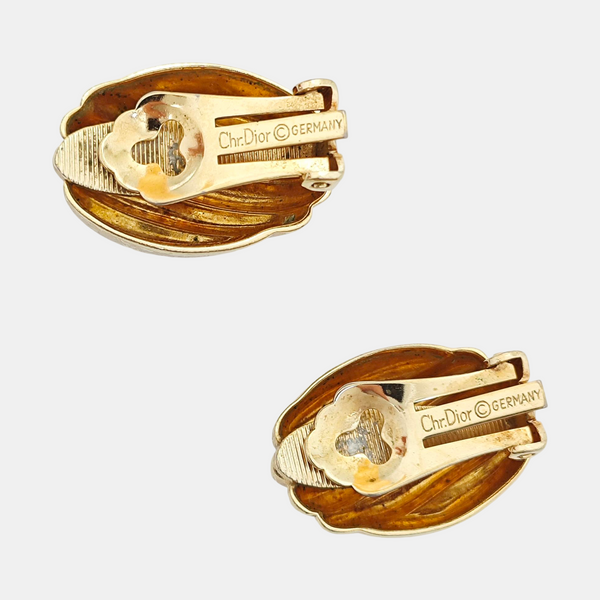 Twist Round Metal Gold Clip On Earrings