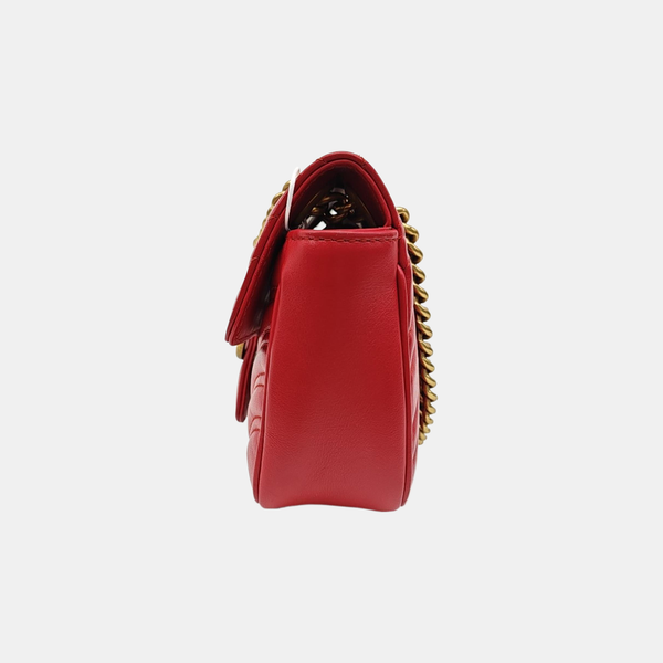 GG Marmont Small Quilted Calfskin Red
