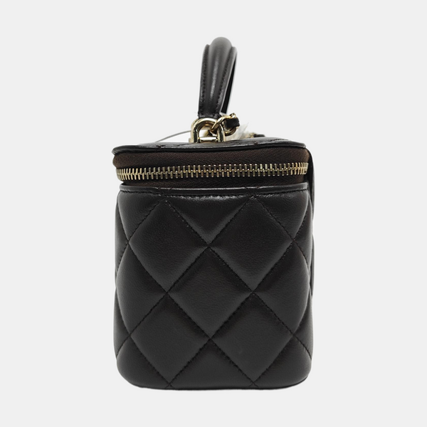 VANITY CASE Small Quilted Lambskin Brown
