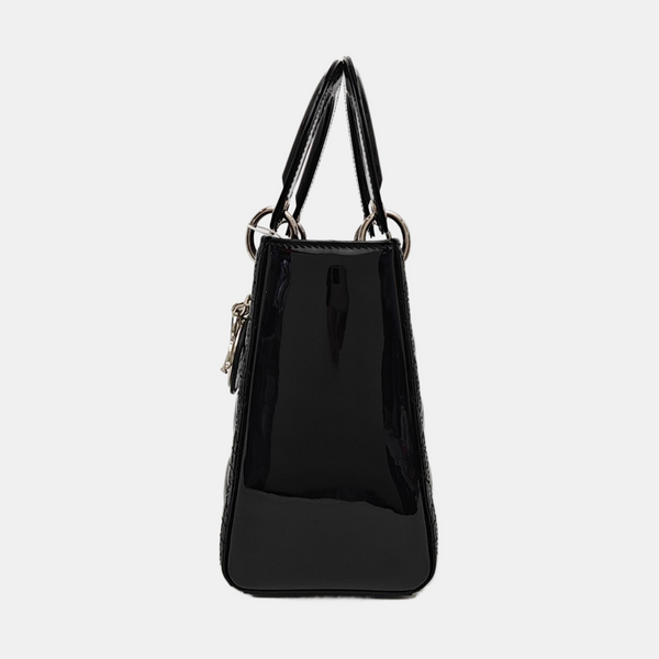 Lady Dior Medium Cannage Patent Leather Black