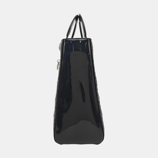 Lady Dior Large Cannage Patent Leather Black
