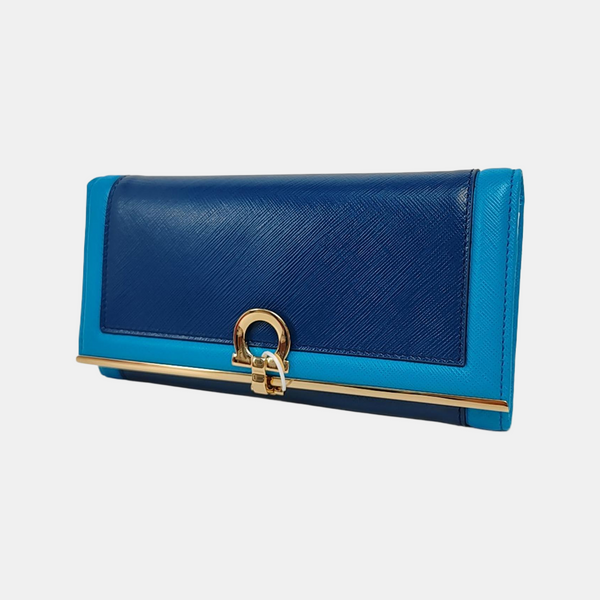 Gancio Calfskin Blue Wallet